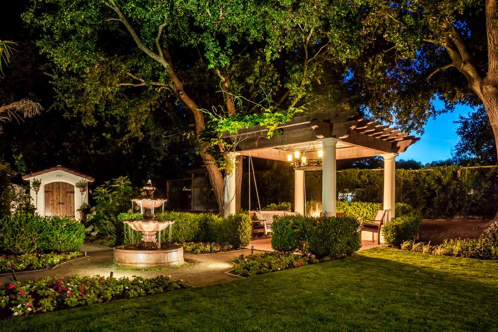 Fx Luminaire for a Mediterranean Landscape with a Trellis and Beneath Starry Skies by Casa Smith Designs, Llc