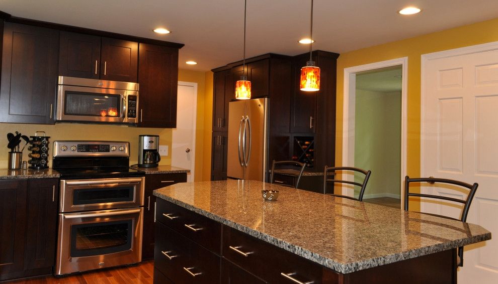 Galley Kitchen Ideas for a  Kitchen with a Multi Light Pendant and Gallery by Innovations by Vp