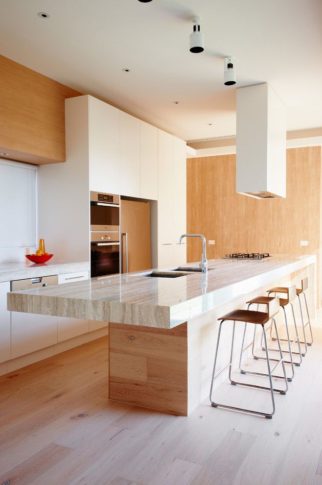 Galley Kitchens for a Modern Kitchen with a Travertine and Bindi's House by David Edelman Architects