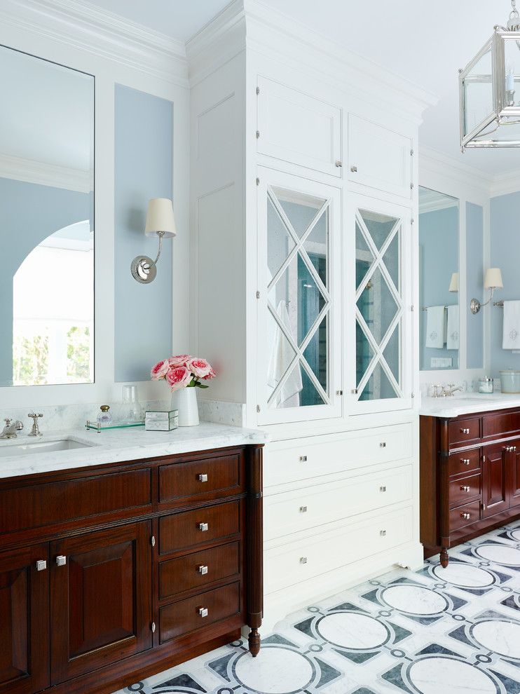 Gardner White Clearance for a Victorian Bathroom with a Double Vanity and Shingle Style by Andrew Howard Interior Design