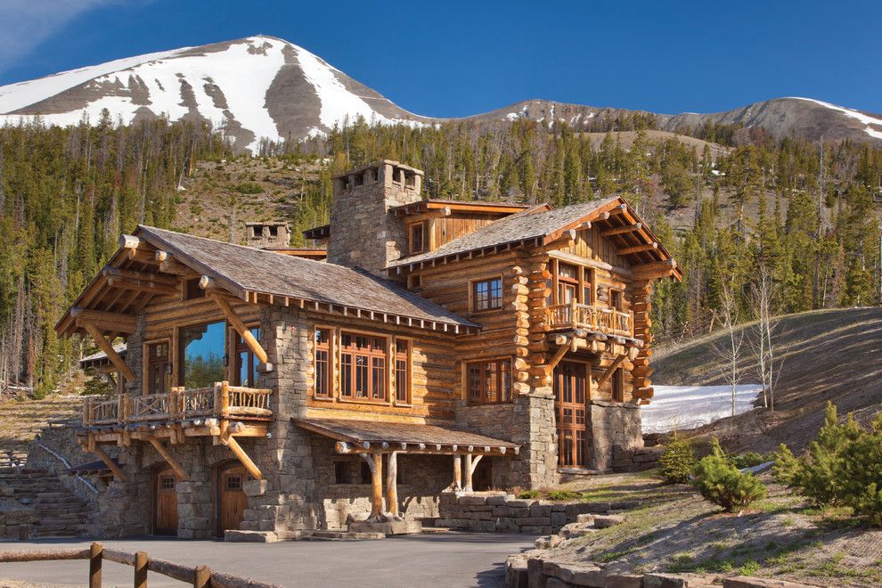 Gastineau Log Homes for a Rustic Exterior with a Timberframe and Lone Moose Lodge by Lohss Construction