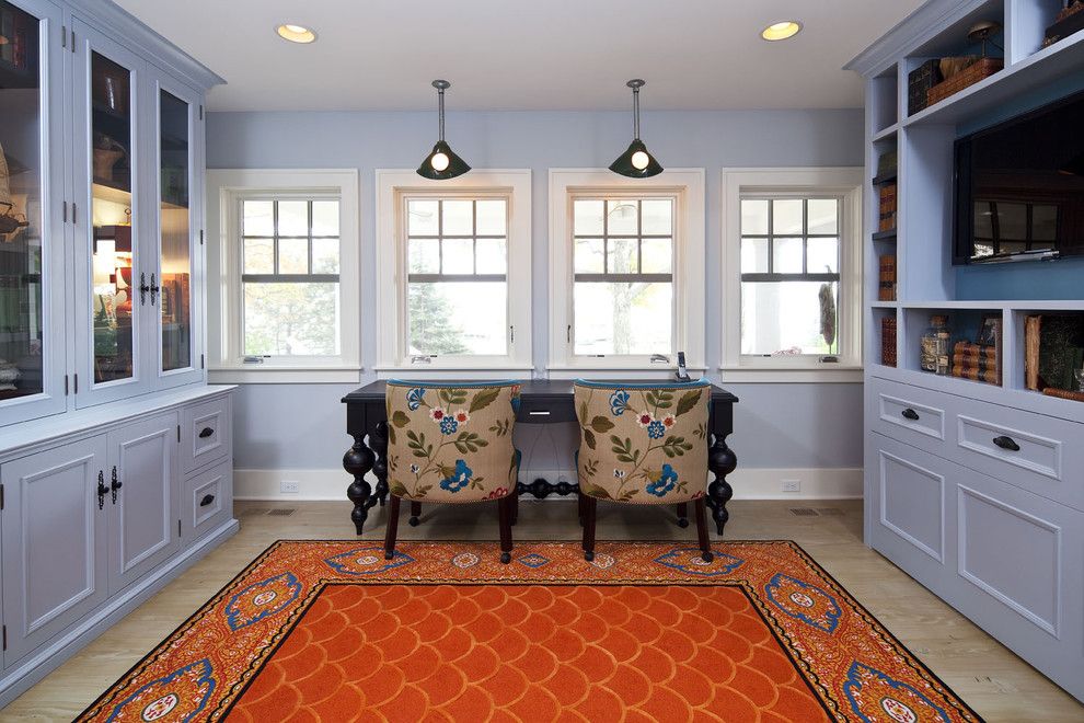 Gehan Homes for a Traditional Home Office with a Orange Area Rug and Office by Hendel Homes