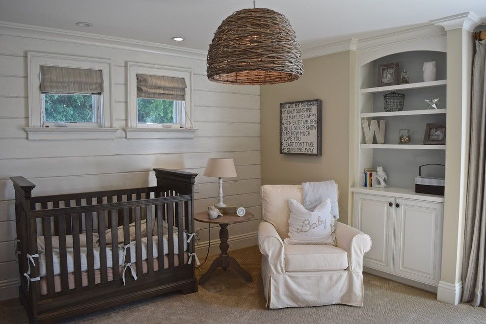 Gender Neutral Nursery for a Beach Style Nursery with a Basket Pendant Lights and Warwick Newport Beach by D & H Interiors