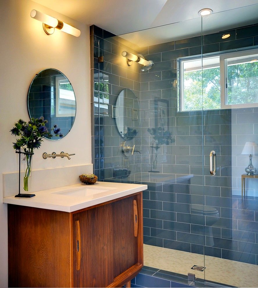 George Washington Toma for a Midcentury Bathroom with a Midcentury and Sonata Lane, Mount Washington by Peri Perry Productions