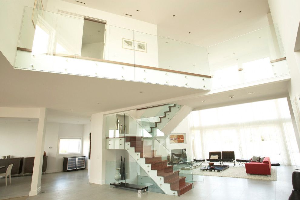 Glass Crafters for a Modern Staircase with a Glass Railing and Glasscrafters' Architectural Glass by Glasscrafters Inc