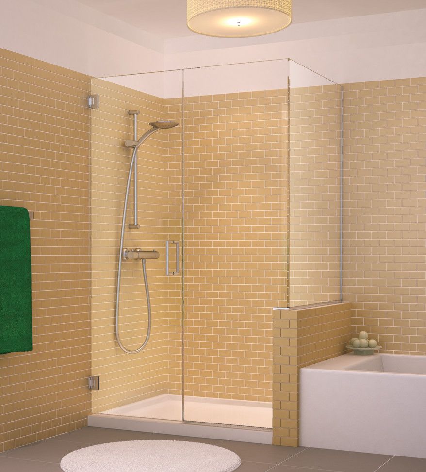 Glasscraft For A Transitional Bathroom With A Brass Hardware And