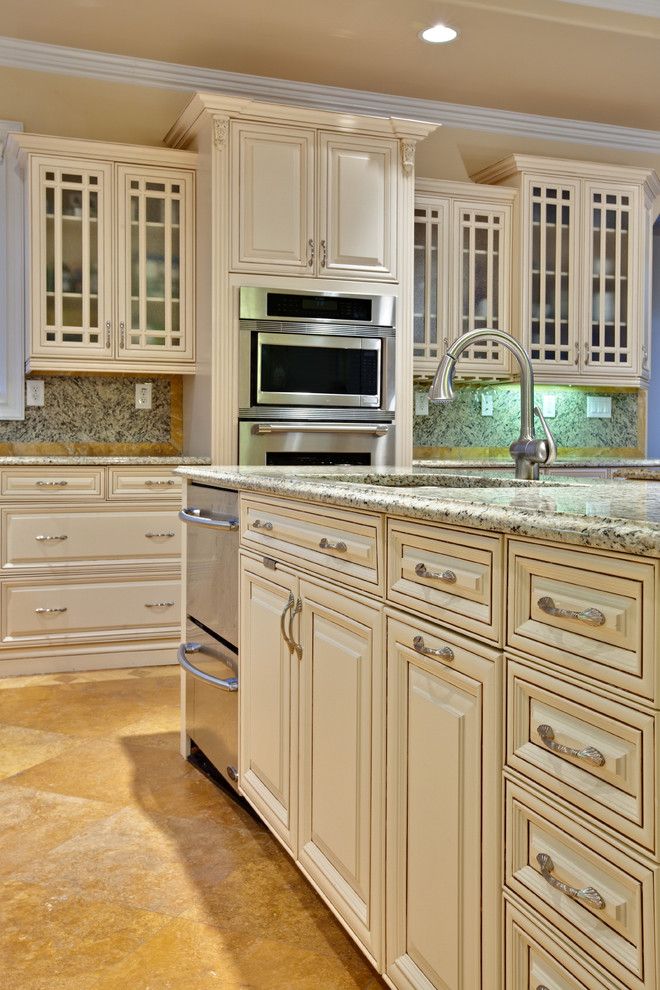 Glazing Cabinets for a Traditional Kitchen with a Under Cabinet Lighting and Teri Turan by Turan Designs, Inc.