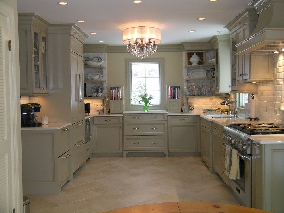 Glazing Kitchen Cabinets for a Traditional Kitchen with a Chandelier and Old World Elegance Meets Today's Today's Contemporary Space Requirements by Marlene Wangenheim Akbd, Caps, Allied Member Asid