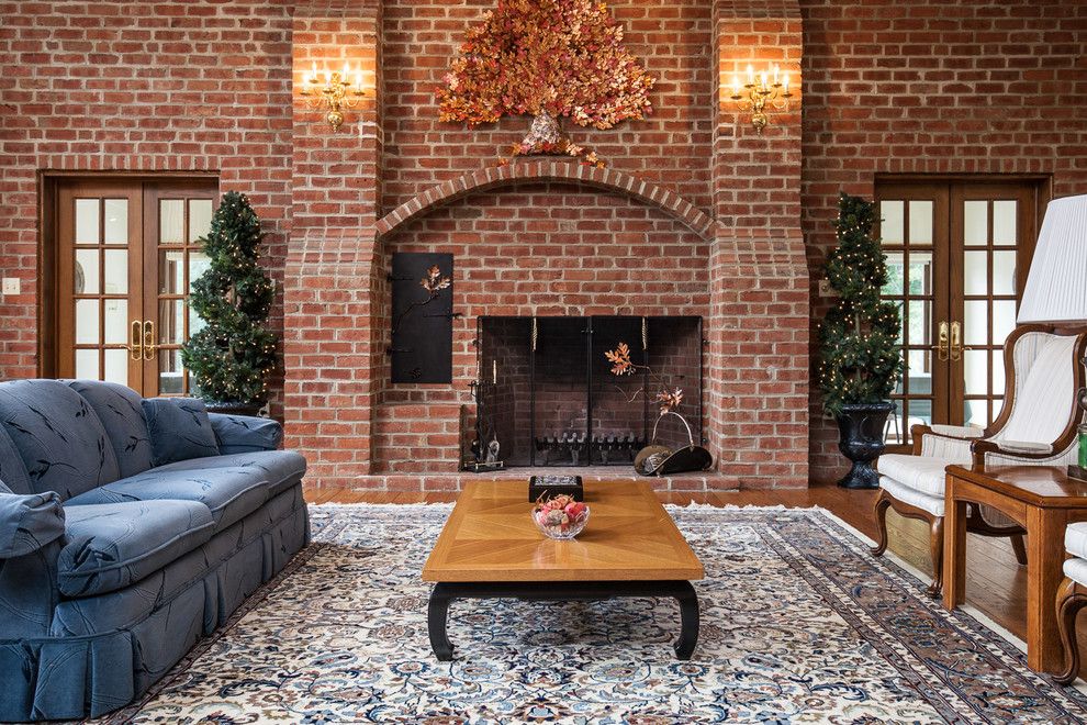 Glen Gery Brick for a Traditional Family Room with a Red Brick and Misc. Interior Brick Projects by Glen Gery Brick