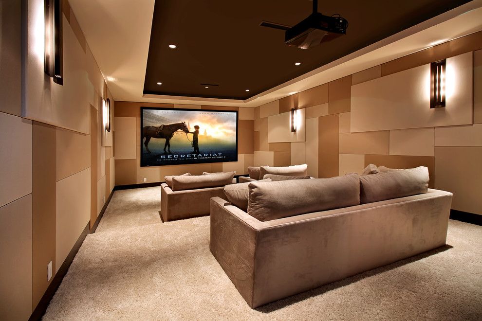 Glhomes for a Contemporary Home Theater with a Screening Room and Snug Harbor by Brandon Architects, Inc.