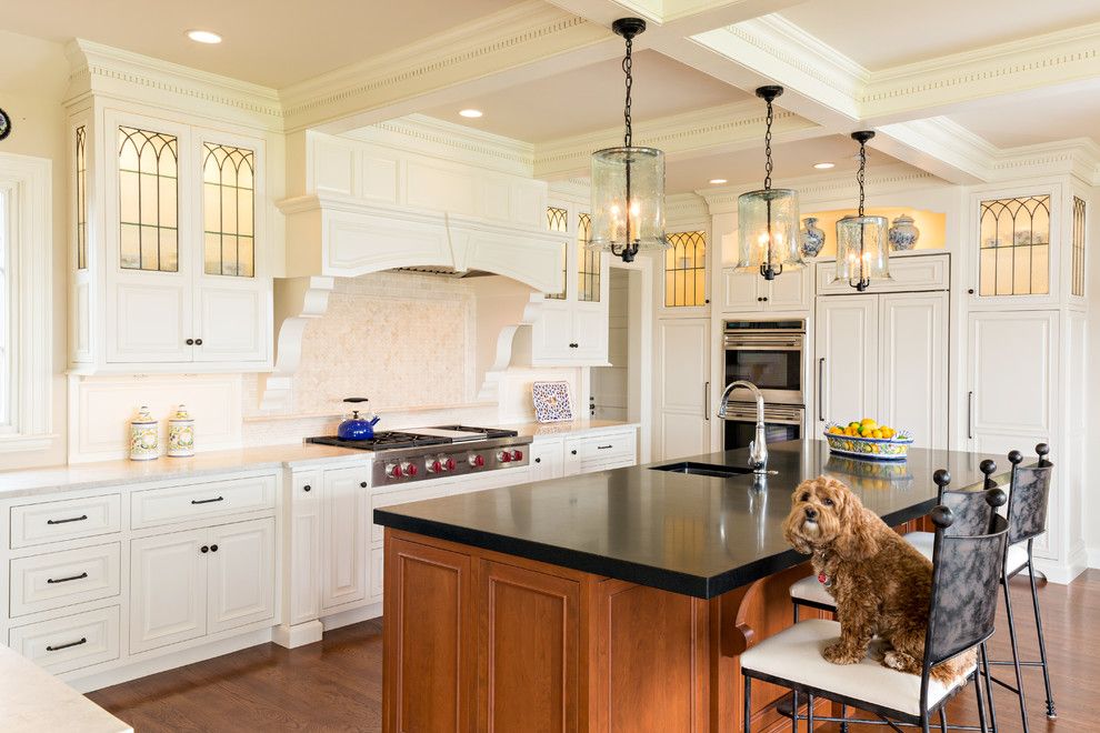 Gothic Cabinet for a Traditional Kitchen with a Leaded Glass and Osterville Kitchen Featured on Houzz as 