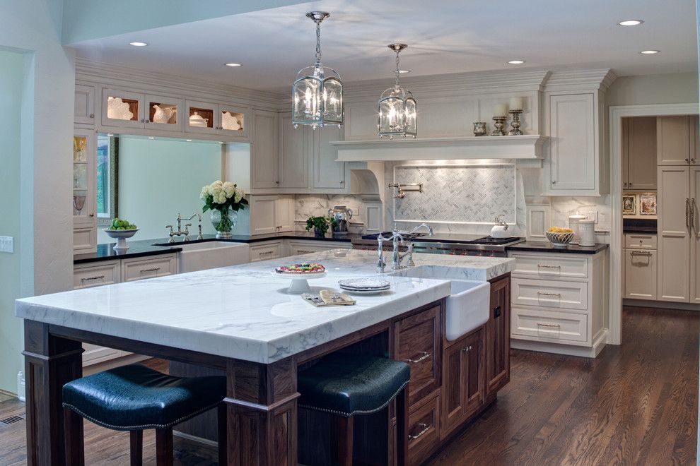 Grabill Cabinets for a Traditional Kitchen with a Wood Kitchen Floor and Burr Ridge, Il Multi Cook Kitchen Make Over by Drury Design