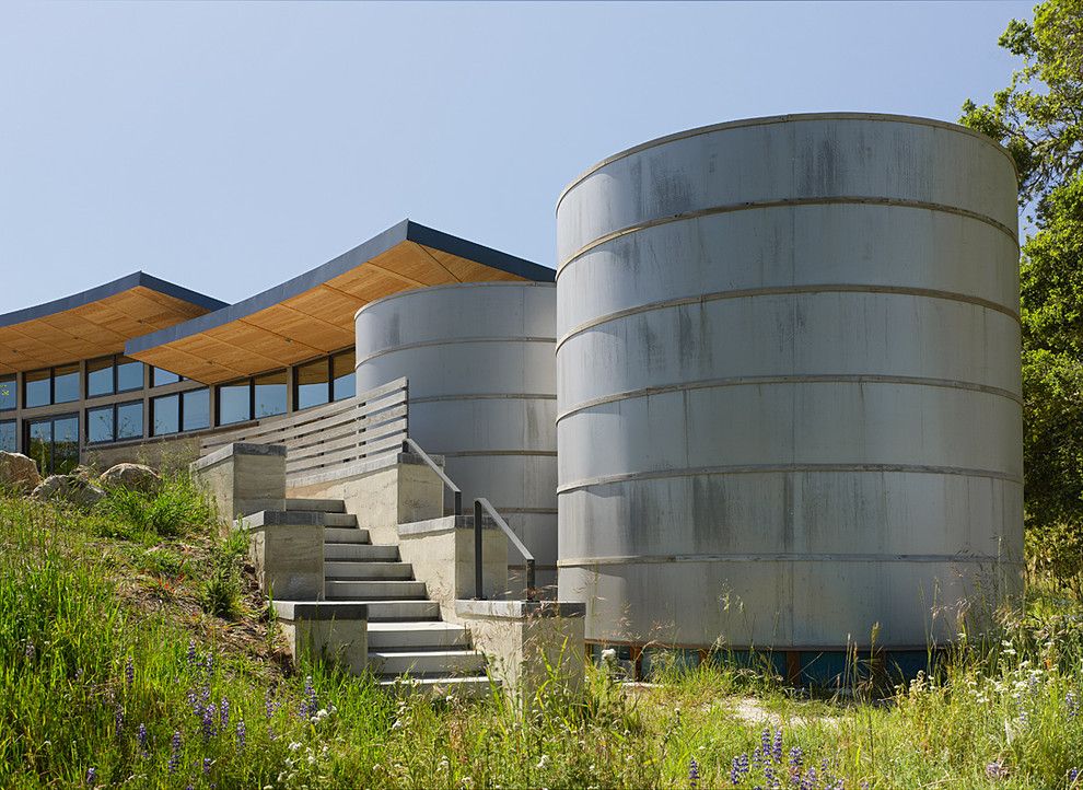 Grain Silo Homes for a Contemporary Exterior with a Meadow and Caterpillar House by Feldman Architecture, Inc.