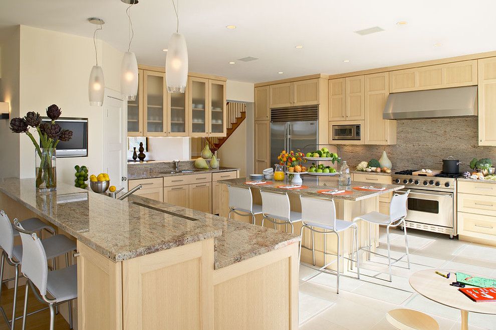 Granite Countertop Edges for a Beach Style Kitchen with a Bar Stools and Beach Style Kitchen by Lindaburkhardt.com