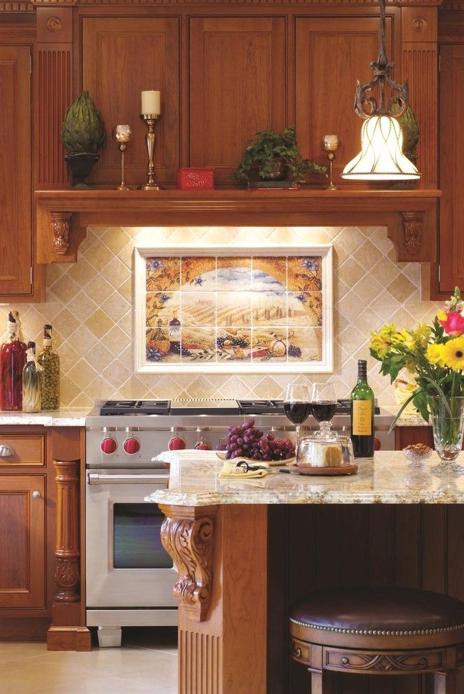 Granite Edges for a Mediterranean Kitchen with a Waterfall Edge and Snell Kitchen 6 by Cameo Kitchens, Inc.