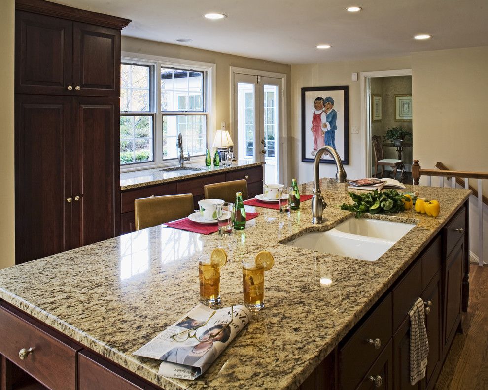 Granite Edges for a Traditional Kitchen with a Ceiling Lighting and Case Design/remodeling, Inc. by Case Design/remodeling, Inc.