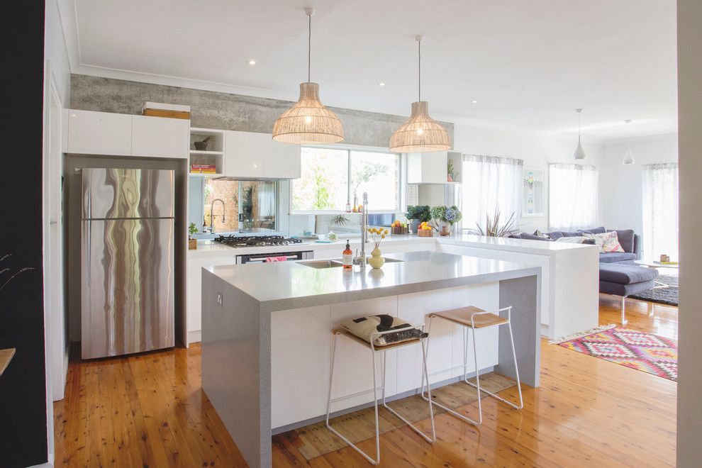 Granite Transformations for a Contemporary Kitchen with a Gray Walls and Kitchens by Granite Transformations