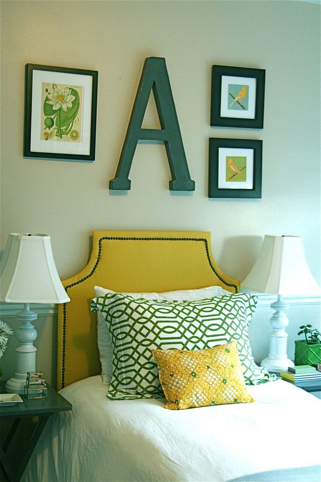 Green Demolitions for a Traditional Bedroom with a Wall Art and Yellow Girl's Bedroom by Caitlin Creer Interior Design