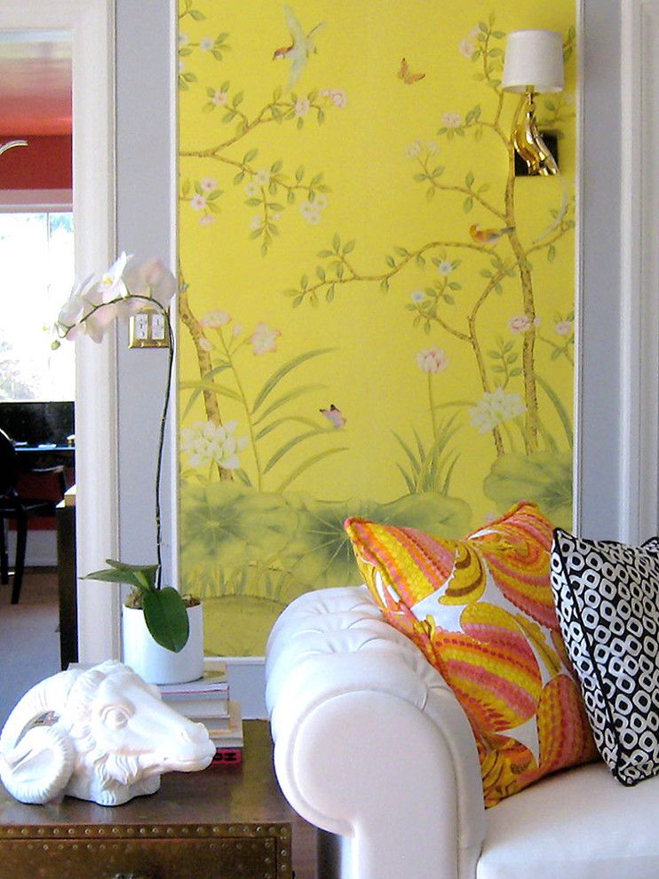 Greenhouse Fabrics for a Eclectic Living Room with a Yellow and Living Room by Maison21