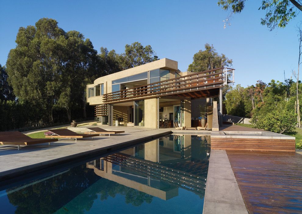 Griffin Pools for a Modern Pool with a Long Pool and Point Dume Residence by Gel: Griffin Enright Landscape