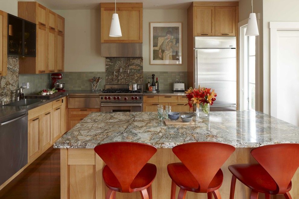 Gunnite for a Transitional Kitchen with a Kitchen Island and Kitchen by Andre Rothblatt Architecture