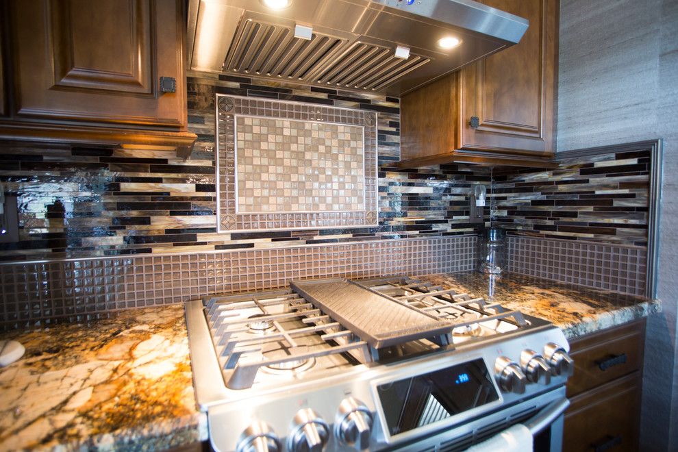 Hahn Appliance for a Transitional Kitchen with a Mosaic Tiles and Anaheim Hills Project by Kathleen Barlow Interiors