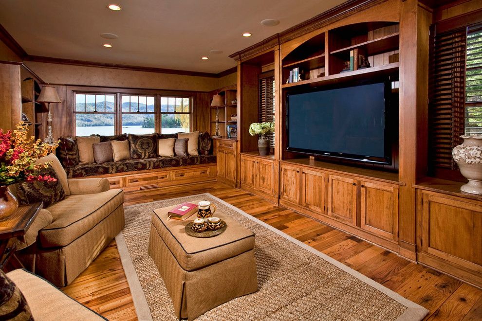 Hallmark Flooring for a Traditional Home Theater with a Traditional and Private Residence on Lake George by Phinney Design Group