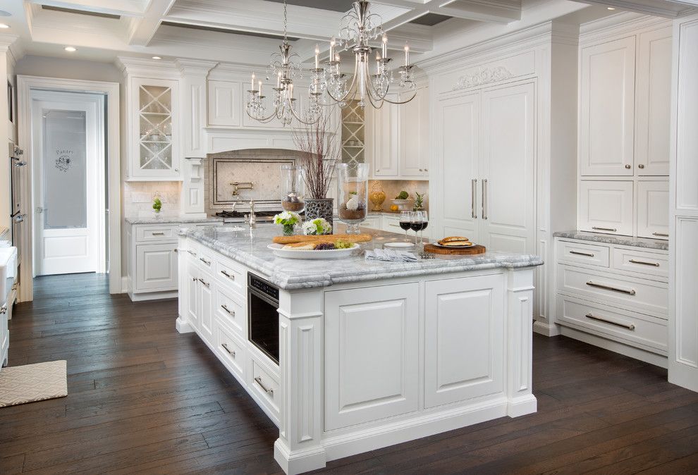 Hallmark Flooring for a Traditional Kitchen with a Coffered Ceiling and Powell Ohio Kitchen by Kitchen Kraft
