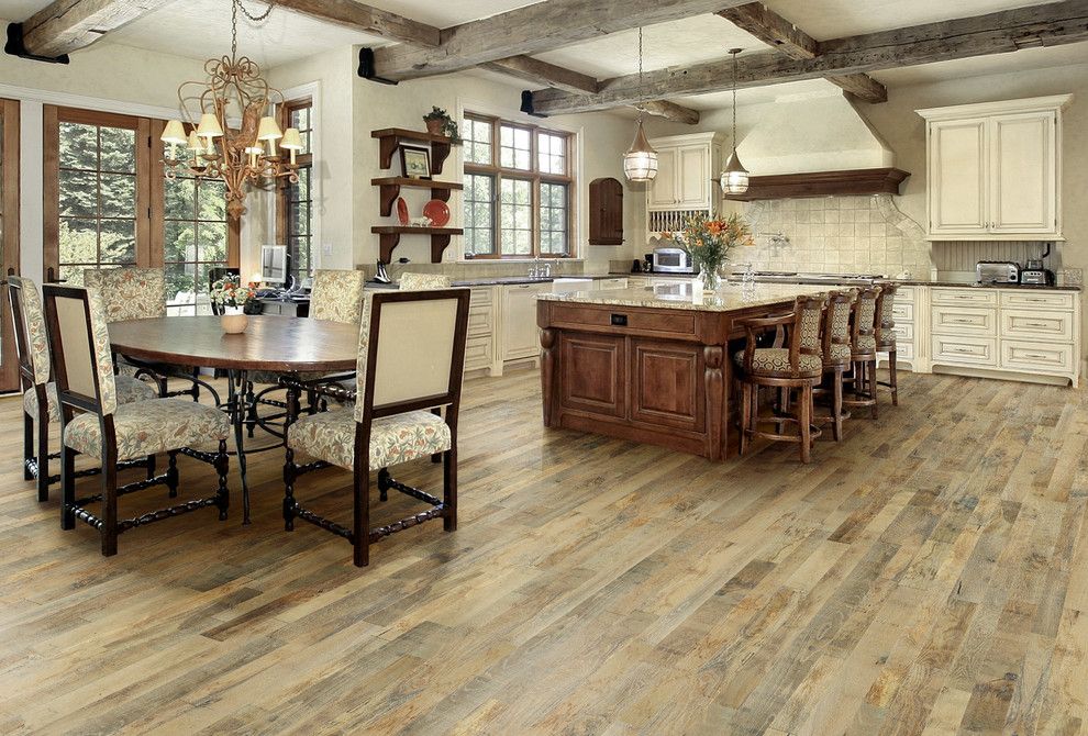 Hallmark Flooring for a Traditional Kitchen with a Rustic Modern and Rustic Modern Country Kitchen with Organic, Noni Soild Wood Floors. by Hallmark Floors