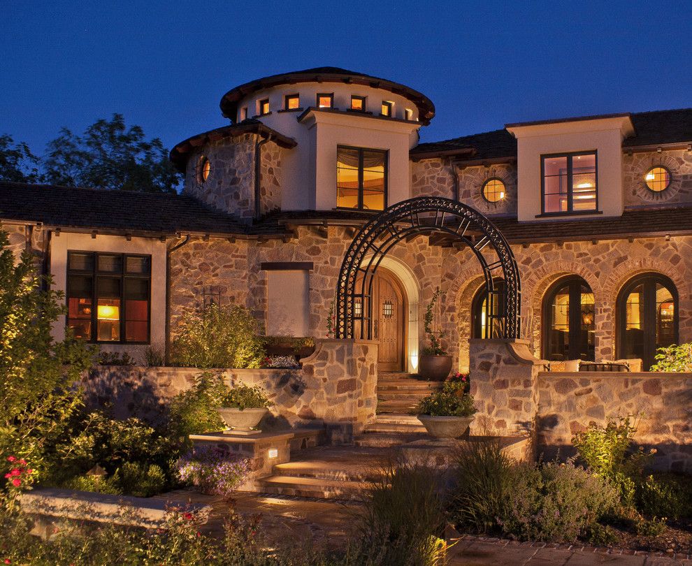 Halquist Stone for a Mediterranean Exterior with a Outdoor Lighting and Tuscan Exterior by Deep River Partners