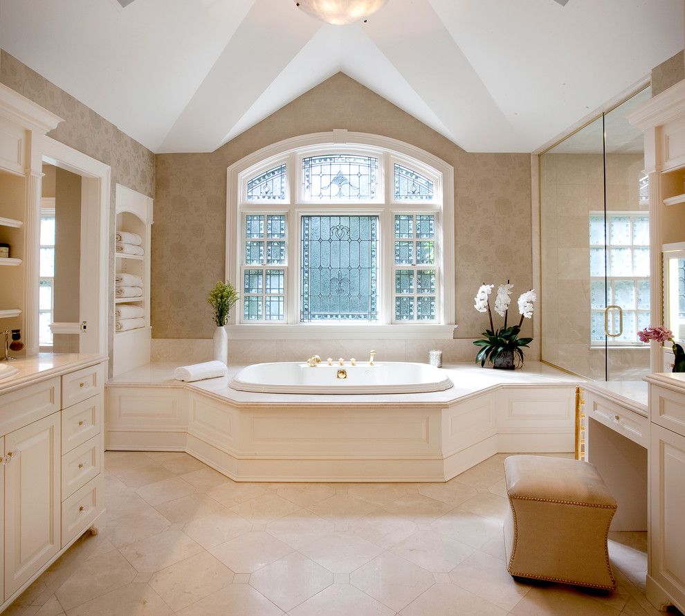 Hammary for a Traditional Bathroom with a Tub Surround and Greenwich Connecticut Estate by Diane Gerardi Design