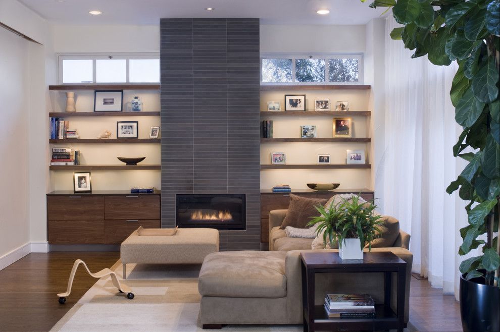 Handsome Cabinets for a Contemporary Living Room with a Curtains and Christoffersen by John Lum Architecture, Inc. Aia