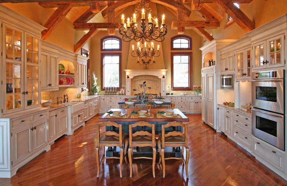 Handsome Cabinets for a Rustic Kitchen with a Great Room and Whiteside Lodge by Mosscreek