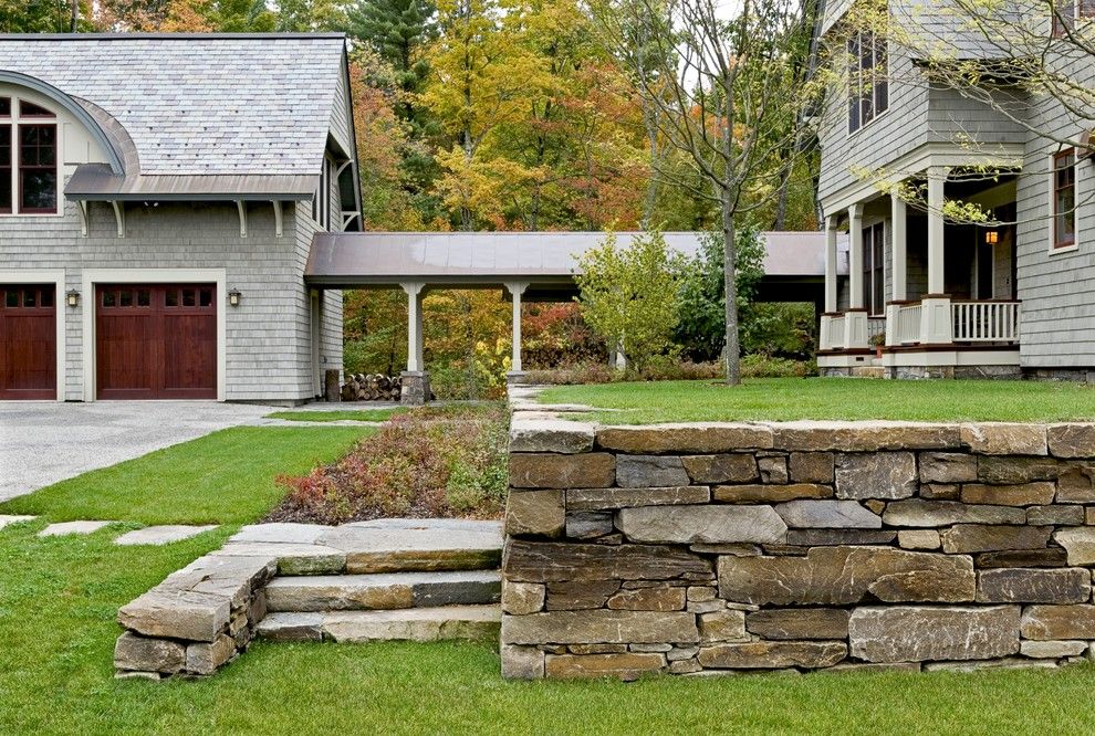 Hanover Pavers for a Victorian Landscape with a Covered Walkway and Shingle Style Home in Hanover Nh by Smith & Vansant Architects Pc