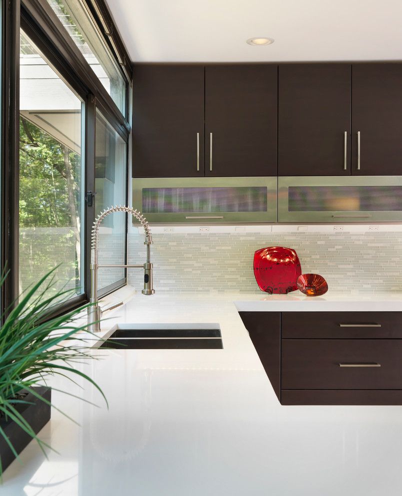 Hanstone for a Modern Kitchen with a Subzero and Modern Kitchen by Ri Kitchen & Bath