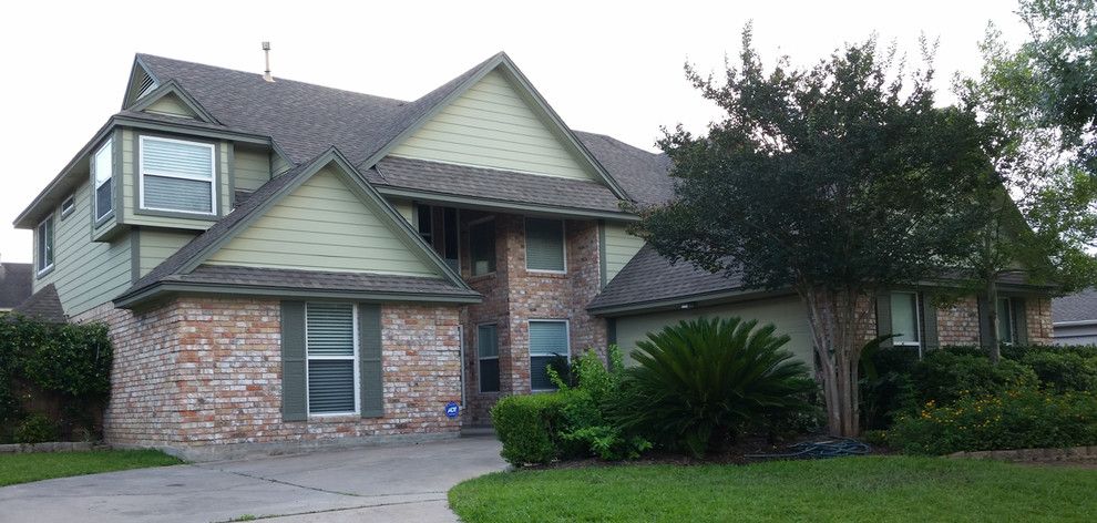 Hardieplank for a Traditional Exterior with a Sherwin Williams Clary Sage Sw6178 and Hardieplank Beaded Cedarmill Lap Siding Houston Texas by Texas Home Exteriors