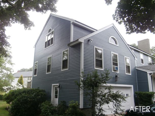 Hardieplank for a Traditional Exterior with a Traditional and Marblehead, Ma   James Hardie Hardieplank Select Cedarmill Siding in Evening Blu by Homescapes of New England, Llc