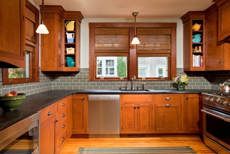 Hartville Hardware for a Traditional Kitchen with a Traditional and Culinary Craftsman by Teakwood Builders, Inc.