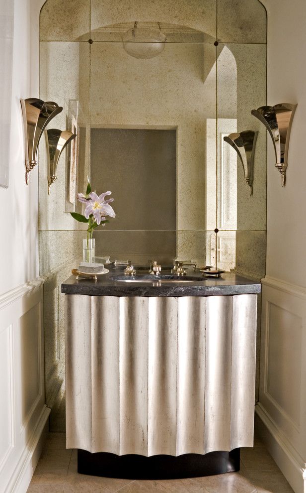 Hefner Furniture for a Transitional Powder Room with a Wall Lighting and William Hefner Architecture Interiors & Landscape by Studio William Hefner