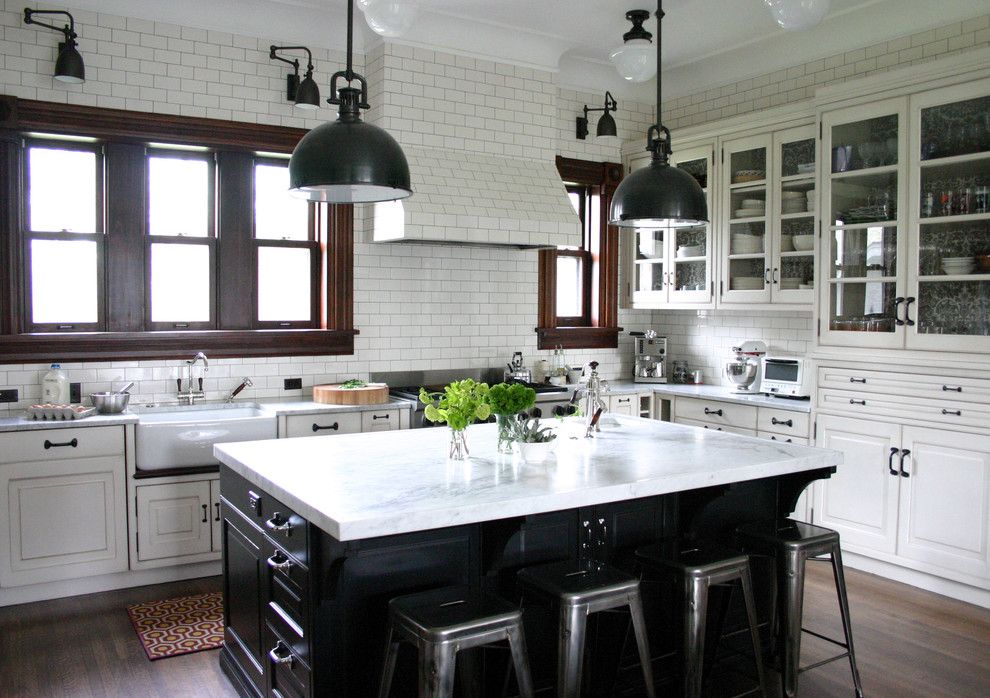 Herbeau for a Traditional Kitchen with a Subway Tiles and Kitchenlab by Rebekah Zaveloff | Kitchenlab