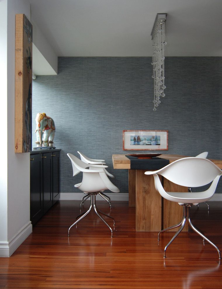 Herman Miller Outlet for a Contemporary Dining Room with a Woven Wallpaper and Mj Lanphier by Mj Lanphier