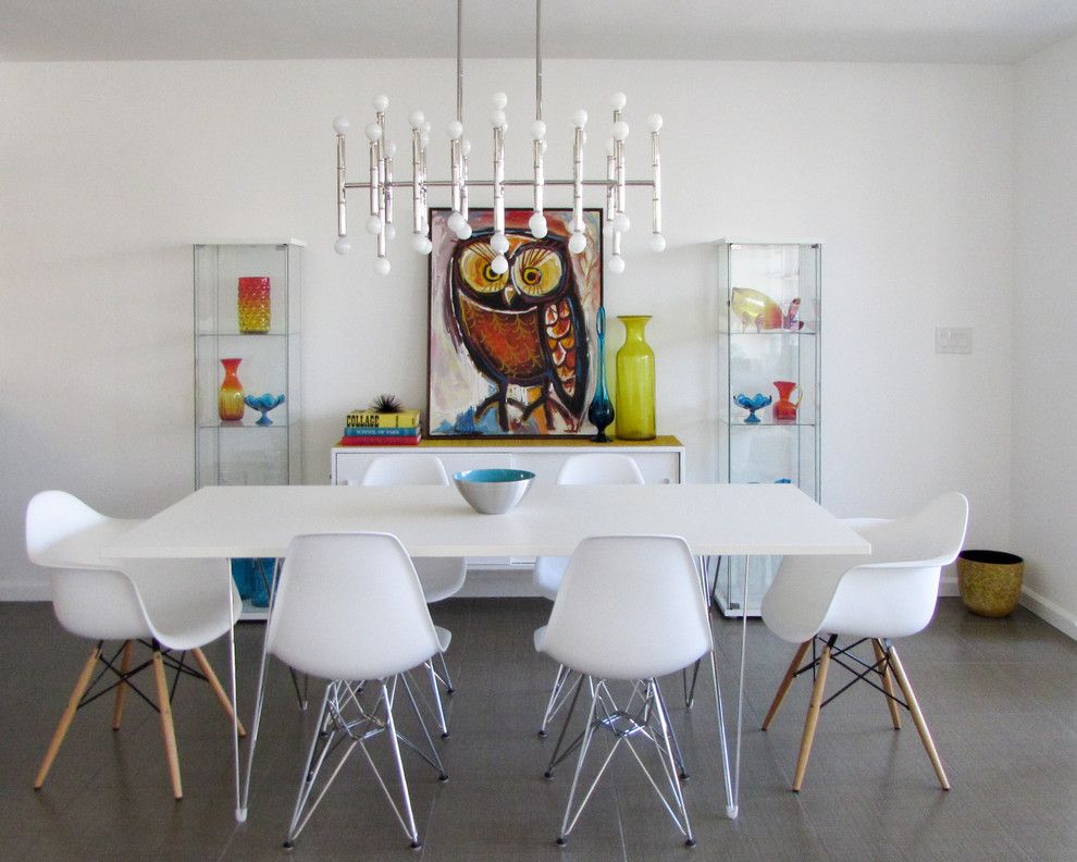 Herman Miller Outlet for a Midcentury Dining Room with a Vintage Art and Palm Springs Open Dining Room by California Lustre