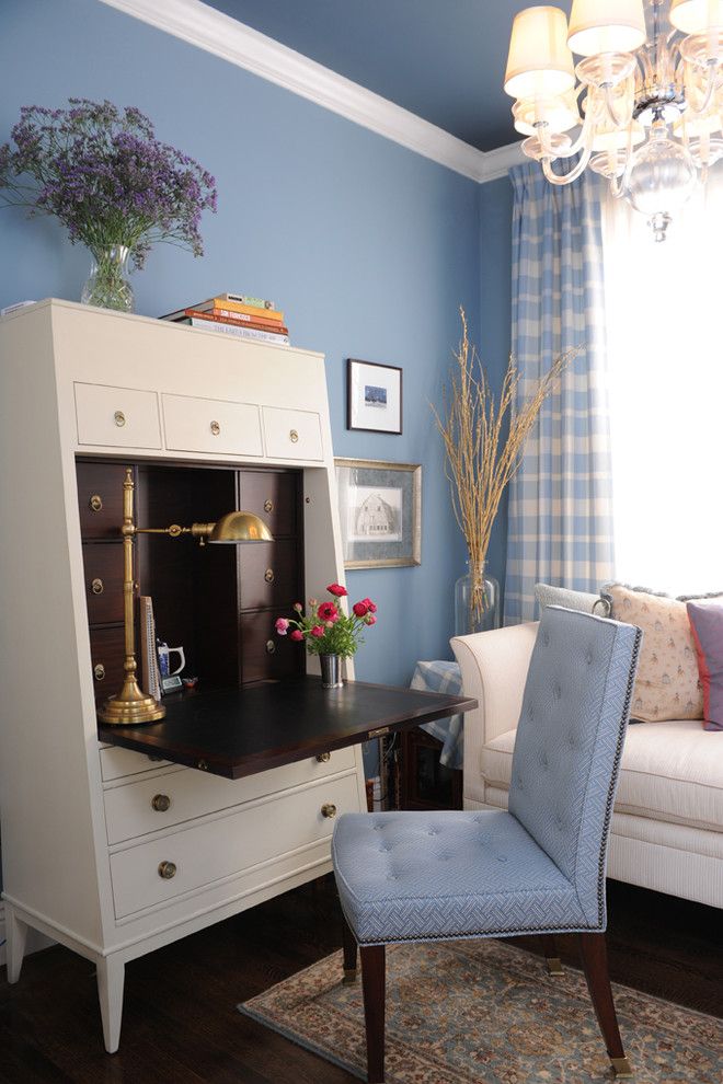 Hickory Chair for a Traditional Home Office with a Painted Ceiling and Presidio Heights Traditional by Brian Dittmar Design, Inc.