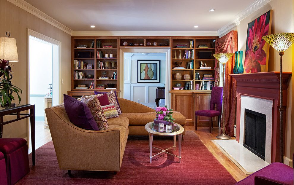 Hickory Chair Furniture for a Eclectic Living Room with a Modern Fireplace and Scarsdale Stunner by B Fein Interior Design by B Fein Interiors Llc