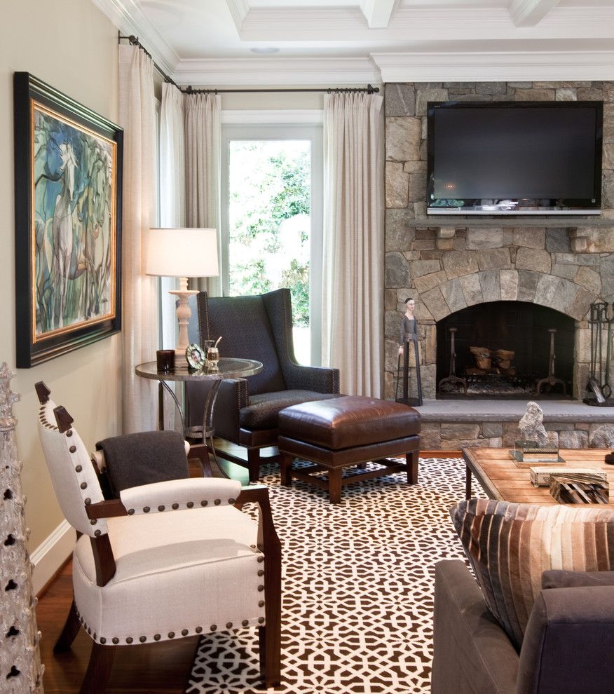 Hickory Chair Furniture for a Traditional Family Room with a Wood Floor and Family Room by Elizabeth Reich