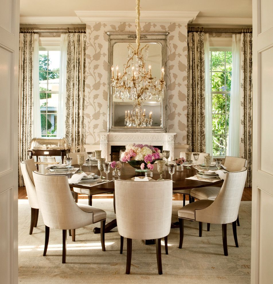 Hickory Chair Furniture for a Transitional Dining Room with a Fireplace and Florida Home by Lgb Interiors