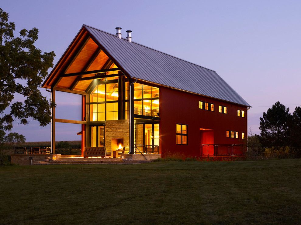 Highland House Furniture for a Farmhouse Exterior with a Stone Wall and Thistle Hill Farm by Northworks Architects and Planners