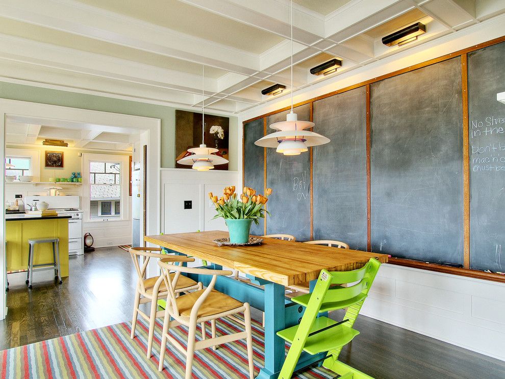 Hiline Homes for a Eclectic Dining Room with a White Ceiling Beams and Eclectic Dining Room by Houzz.com