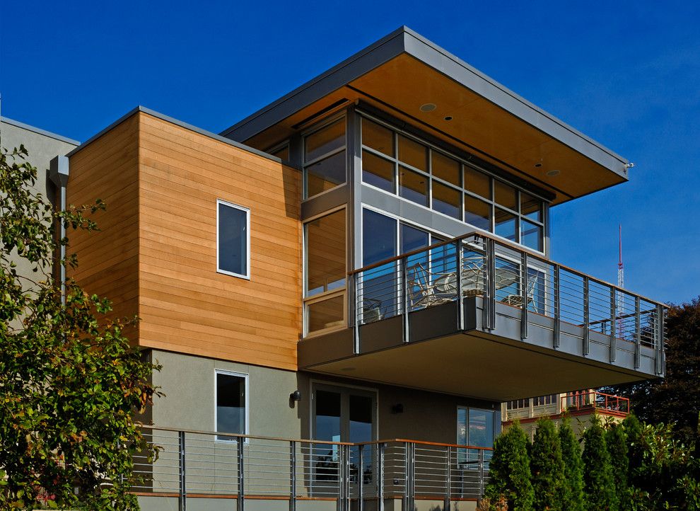 Hive Modern for a Modern Exterior with a Balcony and Wood, Naturally by Wood, Naturally