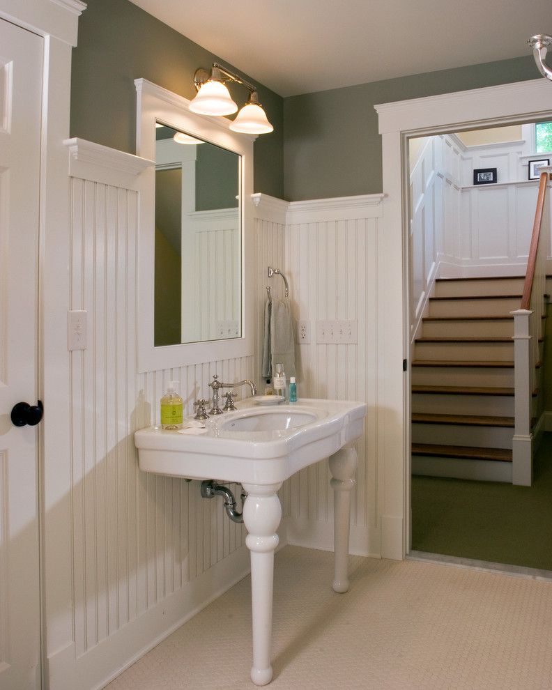 Hobby Lobby Mirrors for a Traditional Bathroom with a Pedestal Sink and Every Room Has a Story by Teakwood Builders, Inc.